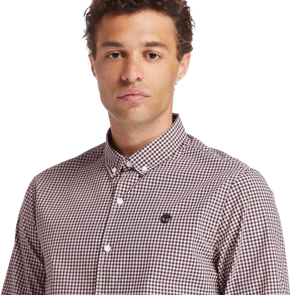 Camasi Timberland Barbati Roz - Suncook River Long-Sleeve Poplin Gingham - Romania - ZUDGKP850